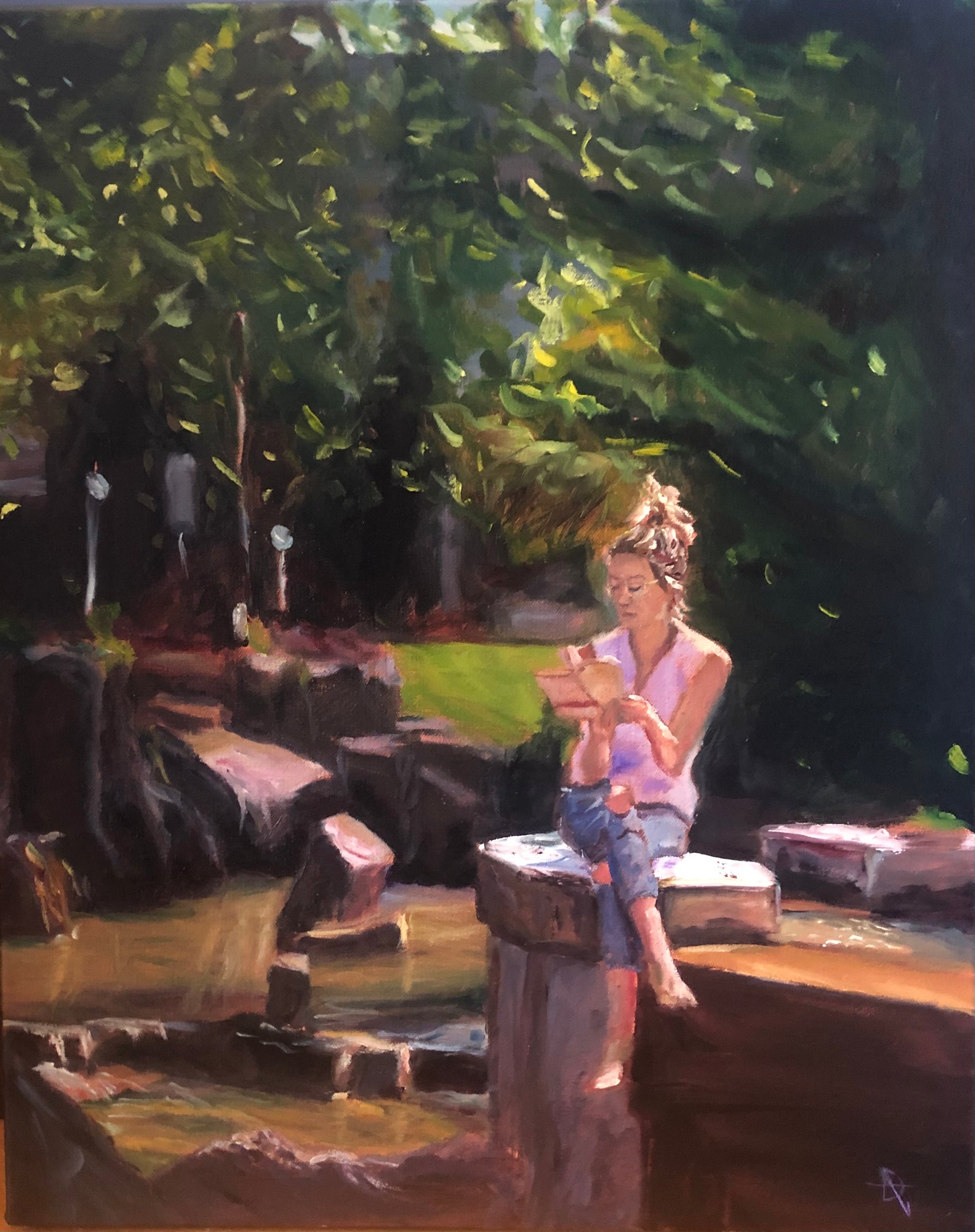 Reading in the Park 16 x 20